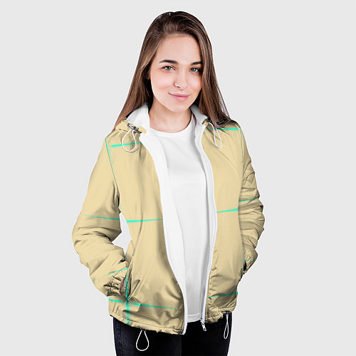 Женская куртка Color beige green stripes / 3D-Белый – фото 3