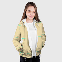 Куртка с капюшоном женская Color beige green stripes, цвет: 3D-белый — фото 2