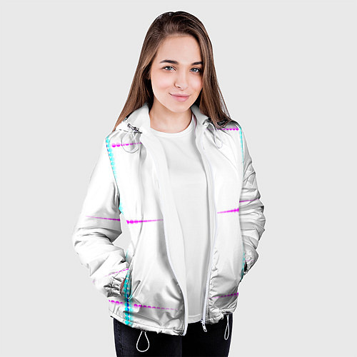Женская куртка Color white blue pink stripes / 3D-Белый – фото 3