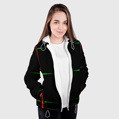Женская куртка Color black green orange stripes / 3D-Белый – фото 3
