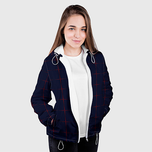 Женская куртка Color dark blue red crosses / 3D-Белый – фото 3