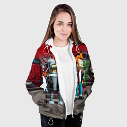 Куртка с капюшоном женская Bender bending robot and Fry - ai art graffiti, цвет: 3D-белый — фото 2