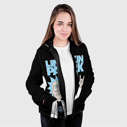 Женская куртка Linkin Park и Рик Санчес из Рик и Морти / 3D-Черный – фото 3