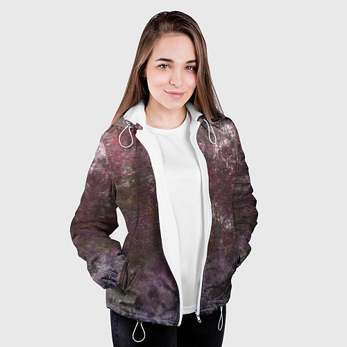 Женская куртка Абстракция - brown-violet scales / 3D-Белый – фото 3