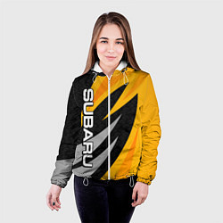 Куртка с капюшоном женская Субару - желтый, цвет: 3D-белый — фото 2