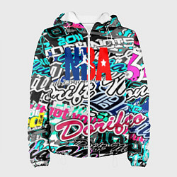 Куртка с капюшоном женская NBA надписи текстура, цвет: 3D-белый