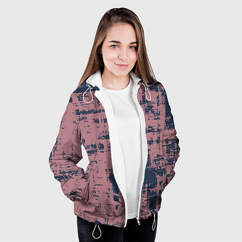 Женская куртка Текстура с потертостями сине-розовая / 3D-Белый – фото 3