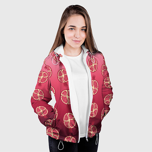 Женская куртка Сочные гранаты / 3D-Белый – фото 3
