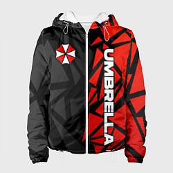 Куртка с капюшоном женская Umbrella corp - красные фрагменты, цвет: 3D-белый