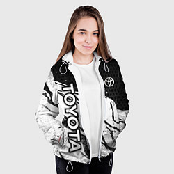 Куртка с капюшоном женская Toyota - черный и белый, цвет: 3D-белый — фото 2