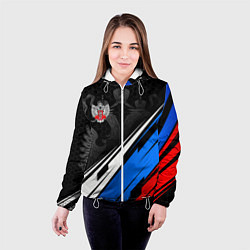 Куртка с капюшоном женская Федерация бокса России - триколор, цвет: 3D-белый — фото 2