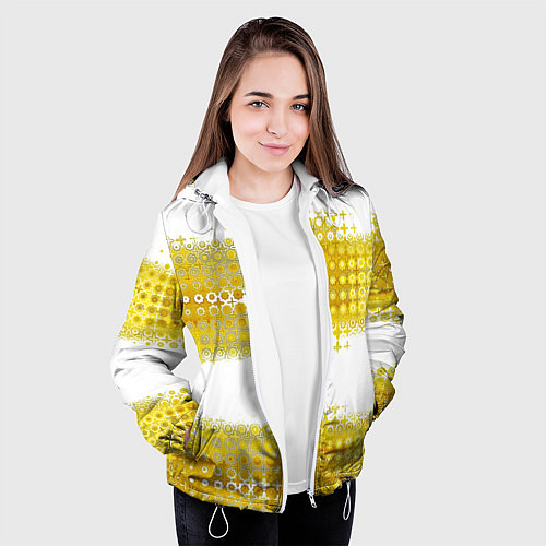 Женская куртка Узорчатые золотые полосы / 3D-Белый – фото 3