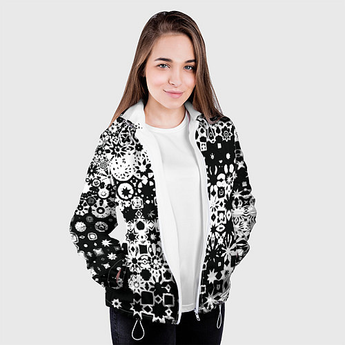 Женская куртка Черно-белая метаморфоза / 3D-Белый – фото 3