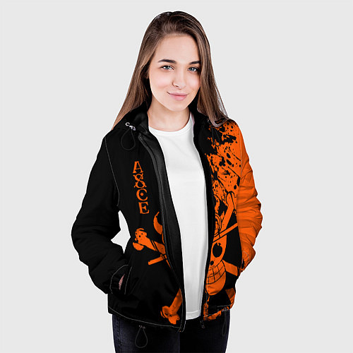 Женская куртка One Piece - Ace / 3D-Черный – фото 3
