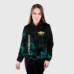 Куртка с капюшоном женская Chevrolet треугольные линии, цвет: 3D-черный — фото 2