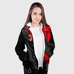Куртка с капюшоном женская Фк Милан - черный и красный, цвет: 3D-белый — фото 2