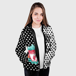 Куртка с капюшоном женская Liverpool черно белые точки, цвет: 3D-черный — фото 2