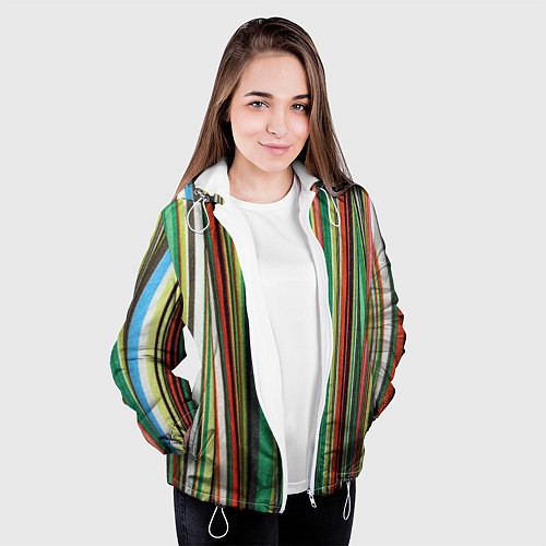 Женская куртка Полоски ткани / 3D-Белый – фото 3