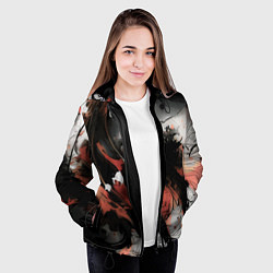 Куртка с капюшоном женская Тёмные краски абстракция красно-чёрный, цвет: 3D-черный — фото 2