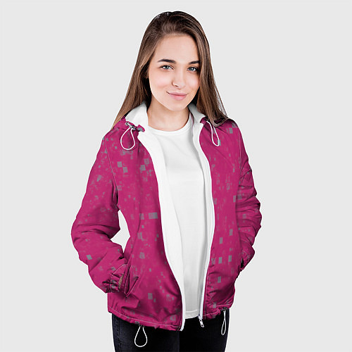 Женская куртка Color pink brown squares / 3D-Белый – фото 3