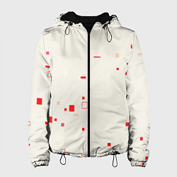 Куртка с капюшоном женская Color white red shapes, цвет: 3D-черный
