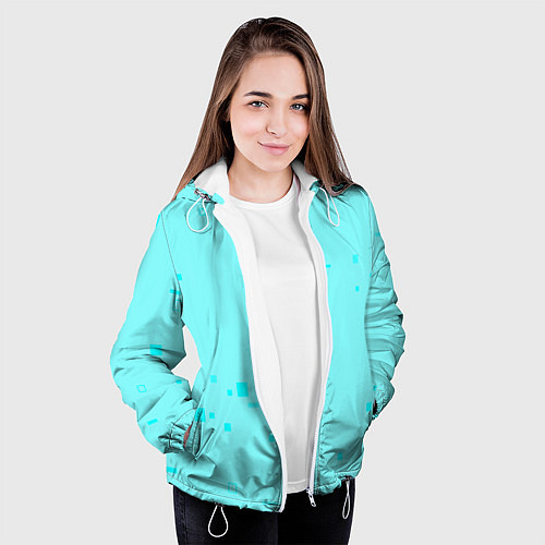 Женская куртка Color light blue shapes / 3D-Белый – фото 3