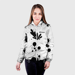 Куртка с капюшоном женская Растительный паттерн и кляксы - Милан, цвет: 3D-белый — фото 2