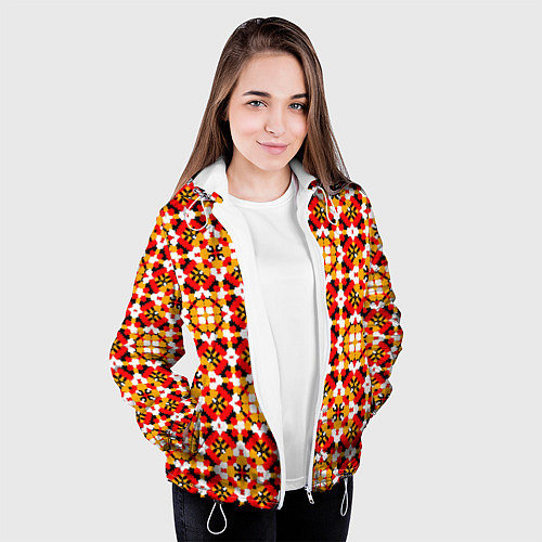 Женская куртка Пестрый узорчатый паттерн / 3D-Белый – фото 3