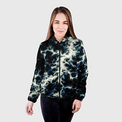 Куртка с капюшоном женская Чёрно-синий разряд абстракция, цвет: 3D-черный — фото 2