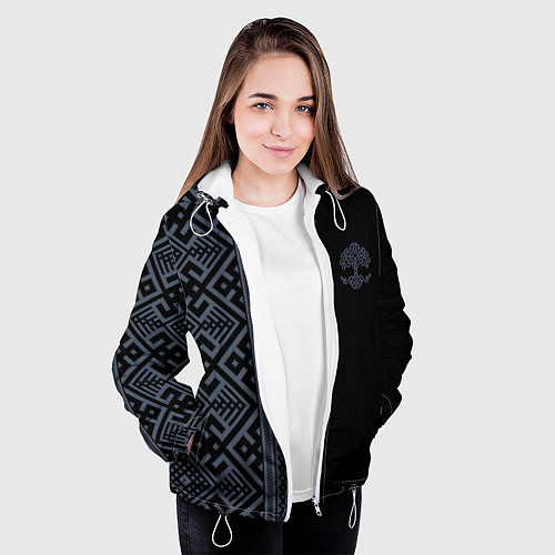 Женская куртка Славянские узоры и древо жизни / 3D-Белый – фото 3