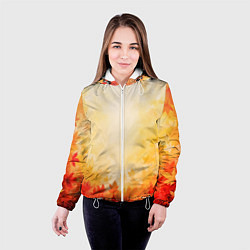 Куртка с капюшоном женская Жёлто-красный осенний, цвет: 3D-белый — фото 2