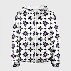 Куртка с капюшоном женская Абстрактный геометрический орнамент, цвет: 3D-белый