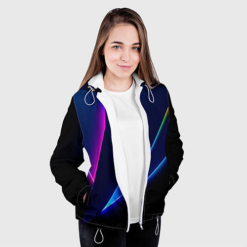 Женская куртка Neon colored geometric shapes / 3D-Белый – фото 3