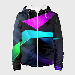 Куртка с капюшоном женская Neon colored geometric, цвет: 3D-белый