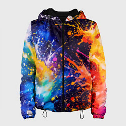 Куртка с капюшоном женская Абстракция взрыв красок тёмно-синий, цвет: 3D-черный