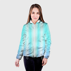 Куртка с капюшоном женская Neon white blue lines, цвет: 3D-белый — фото 2