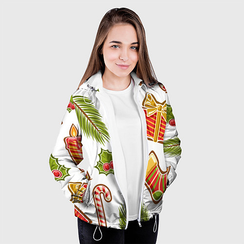 Женская куртка Рождественский вайб / 3D-Белый – фото 3