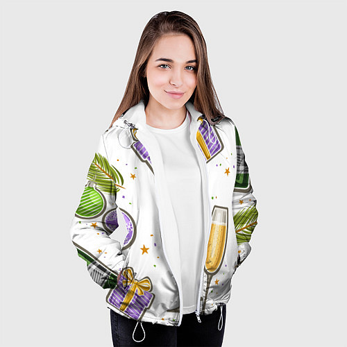 Женская куртка Новогодний вайб / 3D-Белый – фото 3