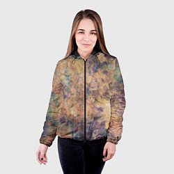 Куртка с капюшоном женская Абстракция - pink marble with blue flecks, цвет: 3D-черный — фото 2