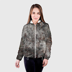 Куртка с капюшоном женская Абстракция - gray stone, цвет: 3D-белый — фото 2