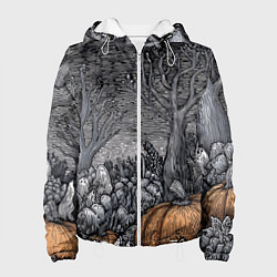 Куртка с капюшоном женская Осенние шалости духов, цвет: 3D-белый