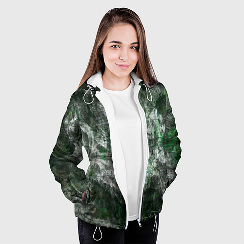 Женская куртка Абстракция - acid boom / 3D-Белый – фото 3