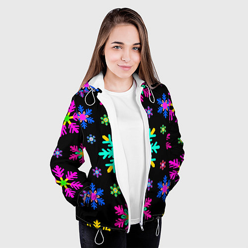 Женская куртка Снежинки ретро / 3D-Белый – фото 3