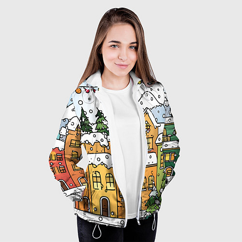 Женская куртка Новогодний снегопад / 3D-Белый – фото 3