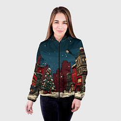 Куртка с капюшоном женская Новогодняя ночь, цвет: 3D-черный — фото 2