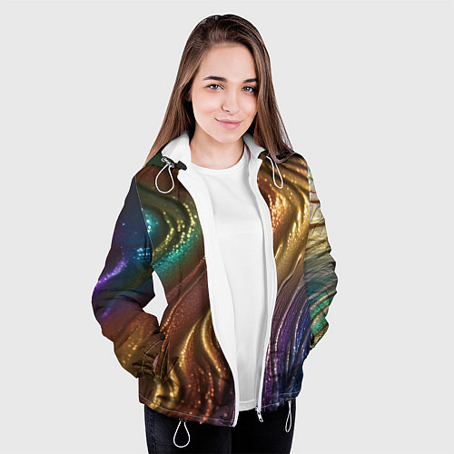 Женская куртка Сморщенные складочки жидкости / 3D-Белый – фото 3