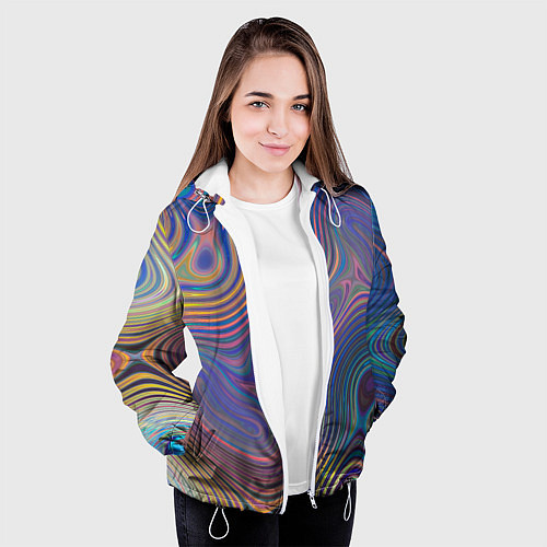 Женская куртка Абстрактная рябь / 3D-Белый – фото 3