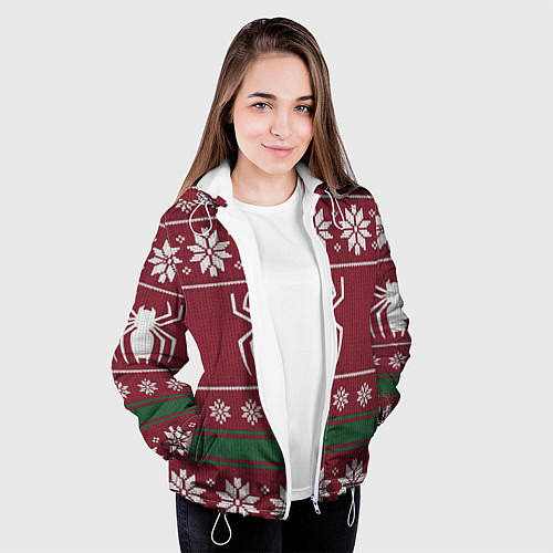 Женская куртка Рождественский свитер Человека паука / 3D-Белый – фото 3