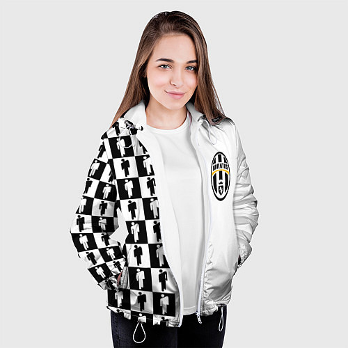 Женская куртка Ювентус паттерн люди / 3D-Белый – фото 3