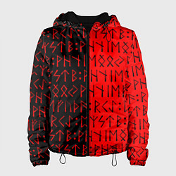 Куртка с капюшоном женская Знаки рун, цвет: 3D-черный